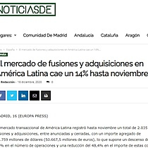 El mercado de fusiones y adquisiciones en Amrica Latina cae un 14% hasta noviembre